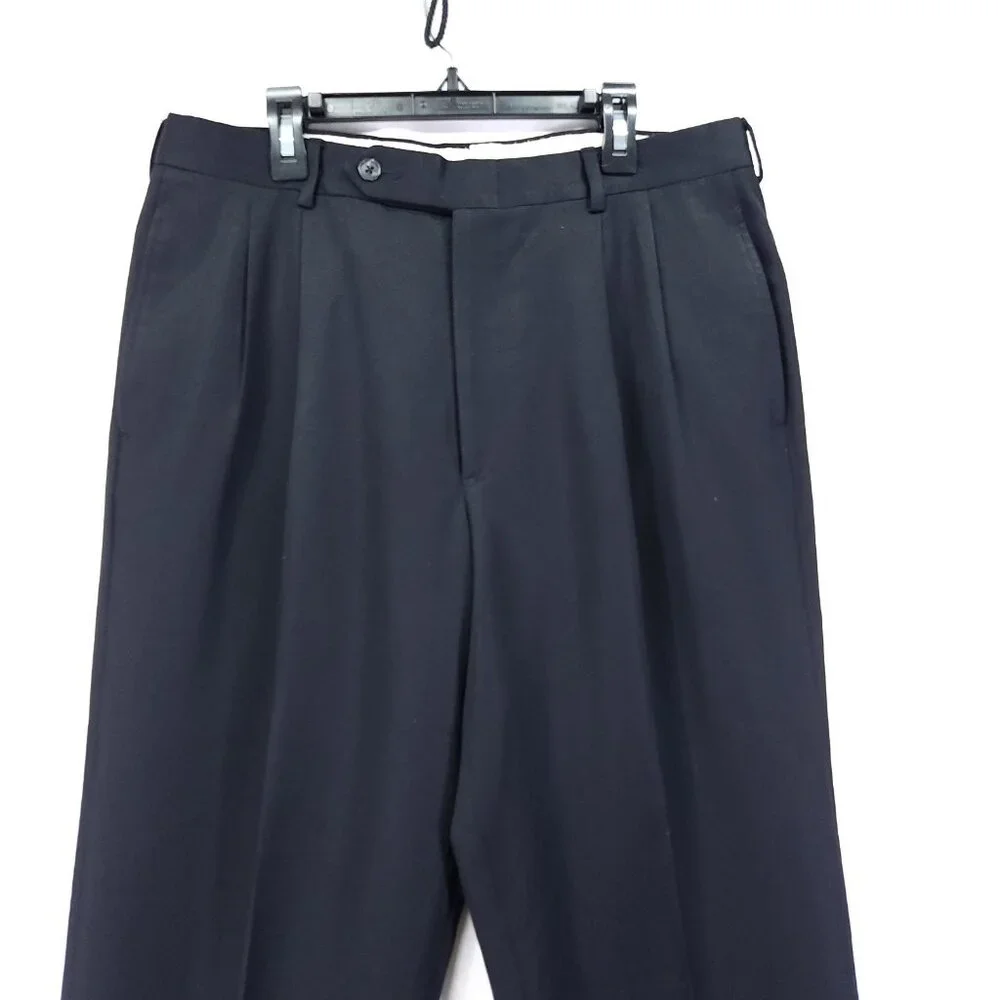 Corbin Pleated Men Dress Pant 32x33 Black With Pockets Winston International